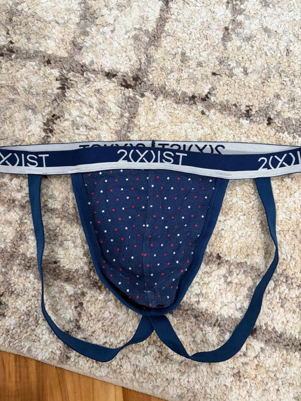 2xist Navy Star-Print Athletic Jockstrap